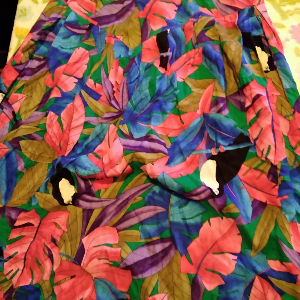 Vintage 1980's Toucan Bird A-Line Women’s size Small skirt 30W 30L spring summer